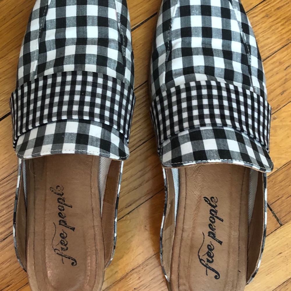Free People gingham pattern mules
